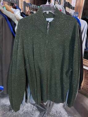Daniel Cremieux Signature Collection Men's Loden Green Speckled Quarter-Zip Wool